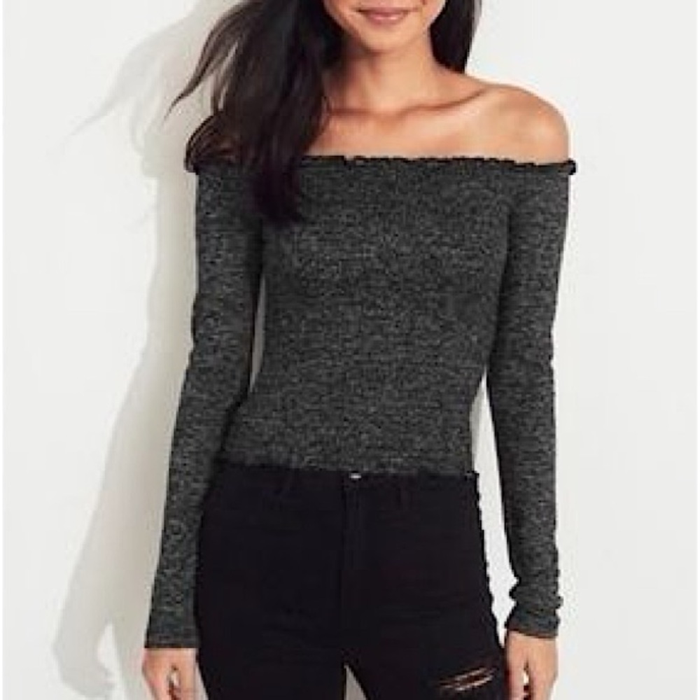Hollister Gray Heather Open-Shoulder Tube Top